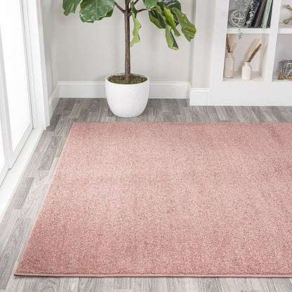 Eyely UES100P-3 Supersoft Haze Solid Low-Pile Indoor Area Rug Casual;Contemporary;Solid;Traditional, Bedroom, Kitchen, Living Room, Easy-Cleaning, Non-Shedding, 3 X 5, Pink
