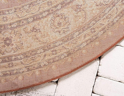 Unique Loom Voyage Collection Traditional Oriental Classic Intricate Design Area Rug (6' 0 x 6' 0 Round, Terracotta/Ivory)