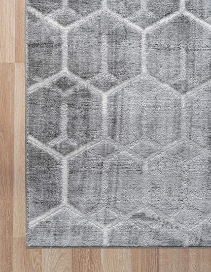 Rugs.com Lattice Trellis Collection Rug – 8' x 10' Gray Low-Pile Rug Perfect for Living Rooms, Large Dining Rooms, Open Floorplans