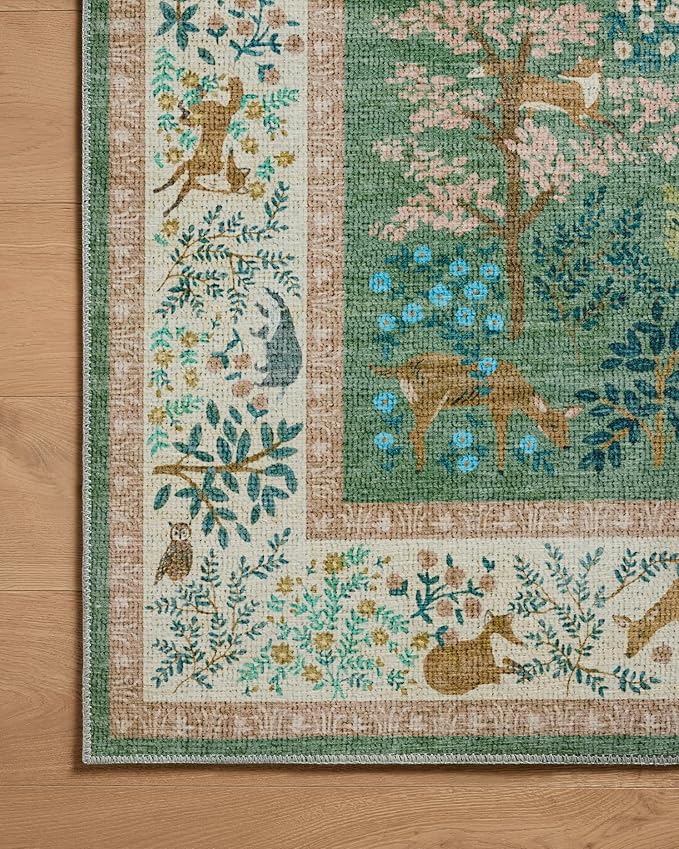 Loloi Rifle Paper Co. Canopy Collection CNP-02 Sage/Blush 3'-9" x 3'-9" Round Accent Rug
