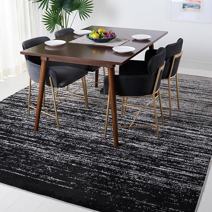 SAFAVIEH Area Rug 11x15 - Adirondack Collection - Large - Silver & Black, Modern Ombre Design, Non Shedding & Easy to Clean, Ideal for Living Room, Bedroom, Office, Dining Space (ADR113A)