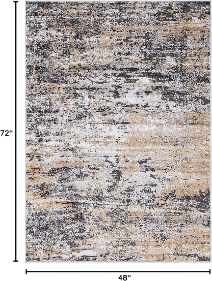 Rugs.com Leipzig Collection Area Rug – 4X6 Beige Low-Pile Rug Perfect for Entryways, Kitchens, Breakfast Nooks, Accent Pieces