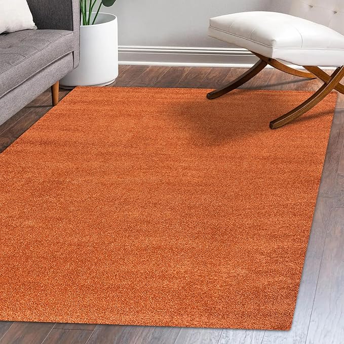 Eyely UES100M-6 Supersoft Haze Solid Low-Pile Indoor Area Rug, Coastal, Bohemian, Minimalist, Classic, Casual for Bedroom,Kitchen,Living Room,Non Shedding,Easy-Washing, Orange, 6 X 9