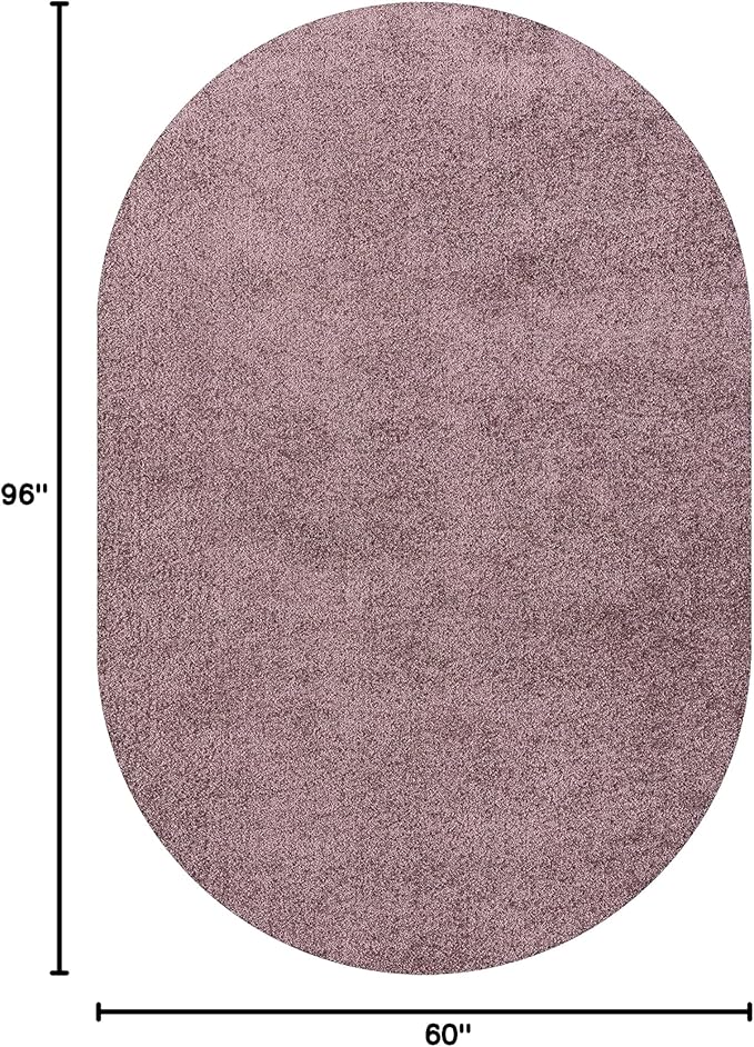 Eyely UES100R-5OV Supersoft Haze Solid Low-Pile Indoor Area Rug, Coastal, Bohemian, Minimalist, Classic, Casual for Bedroom,Kitchen,Living Room,Non Shedding,Easy-Washing, Purple, 5 X 8 Oval