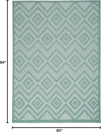 Nourison Home Versatile Aqua Teal 5' x 7' Area Rug - Easy Clean, Non Shedding, Bed Room, Living Room, Dining Room, Kitchen (5' x 7')