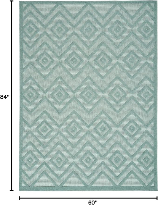 Nourison Home Versatile Aqua Teal 5' x 7' Area Rug - Easy Clean, Non Shedding, Bed Room, Living Room, Dining Room, Kitchen (5' x 7')