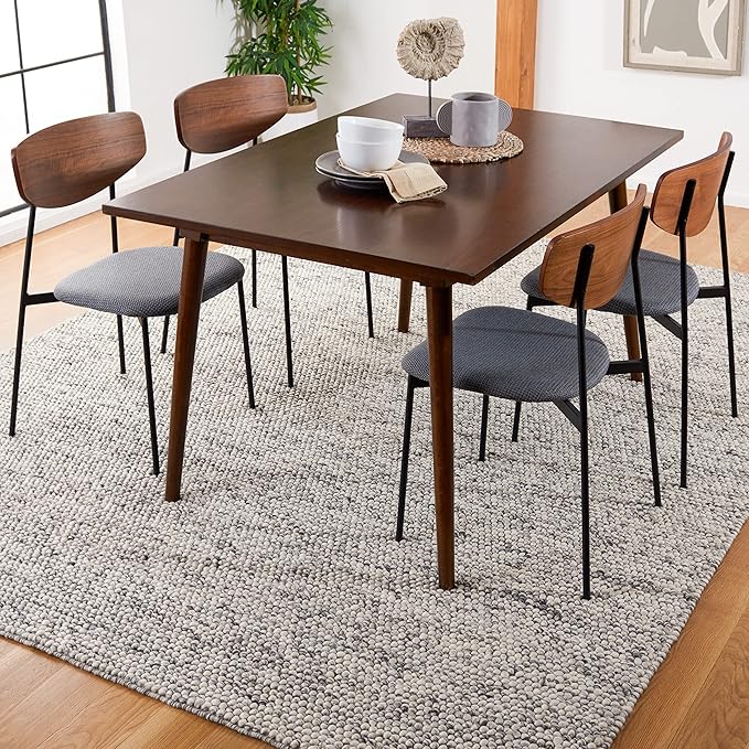 Safavieh Natura Collection Area Rug - 10' Square, Light Grey & Ivory, Handmade Wool Blend, Textured Design, Ideal for Living Room, Bedroom, Dining Space (NAT620G)
