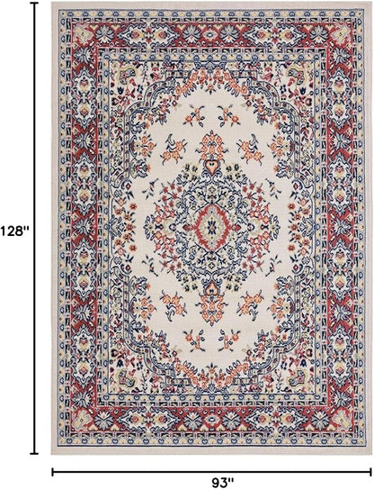 Home Dynamix Premium Sakarya Traditional Medallion Border Area Rug, Ivory/Red, 7'9"x10'8" Rectangle