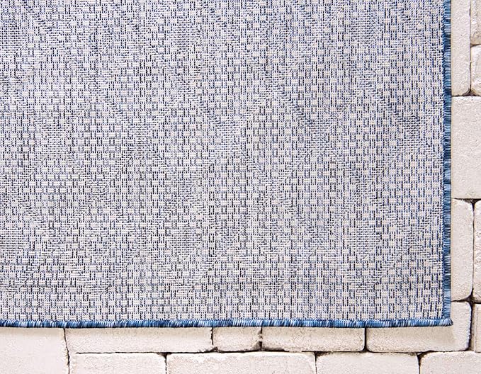 Unique Loom Outdoor Trellis Collection Area Rug - Tribal Trellis (2' 2" x 3' 1" Rectangle, Blue/ Ivory)