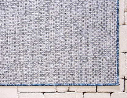 Unique Loom Outdoor Trellis Collection Area Rug - Tribal Trellis (8' x 10' Rectangle, Blue/ Ivory)