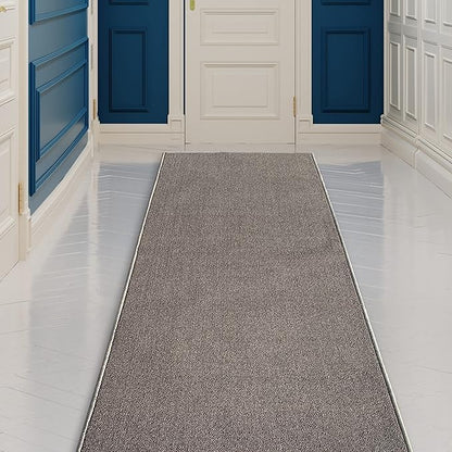 Custom Made Runner Rug Low Pile with Rubber Backing for Kitchen Foyer Hallway Entry Choose Your Length Size 31 Inch Wide Solid and Plain Dark Grey Color (3 feet x 31 Inch)