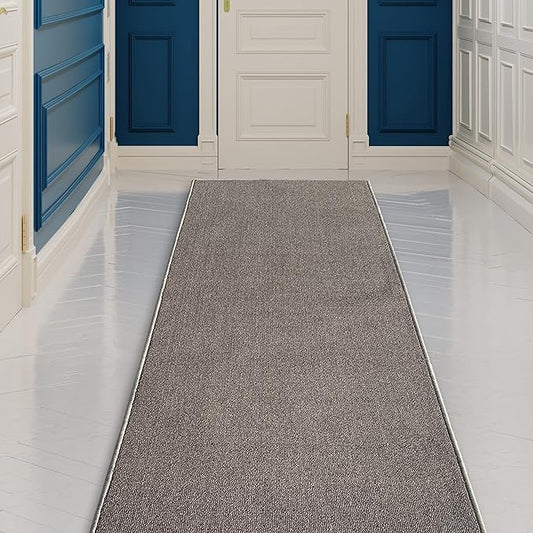 Custom Made Runner Rug Low Pile with Rubber Backing for Kitchen Foyer Hallway Entry Choose Your Length Size 31 Inch Wide Solid and Plain Dark Grey Color (3 feet x 31 Inch)