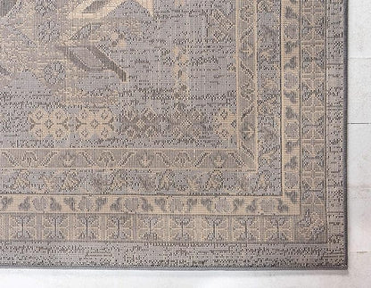 Unique Loom Taftan Collection Border Geometric Tribal Inspired Design Area Rug (5' 0 x 8' 0 Rectangular, Gray/ Black)
