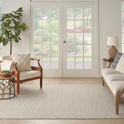 Nourison Home Courtyard Ivory Silver 6' x Square Area Rug - Easy Clean, Non Shedding, Bed Room, Living Room, Dining Room, Kitchen (6' x Square)