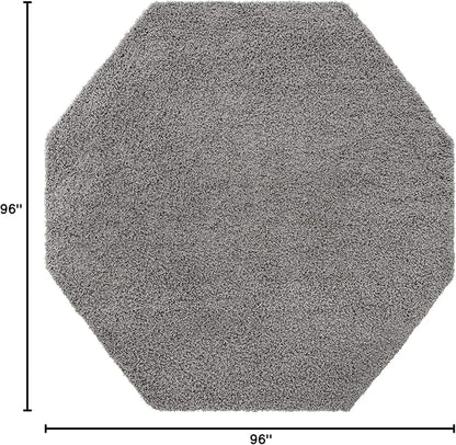 Unique Loom Solid Shag Collection Area Rug (8' Octagon, Cloud Gray)
