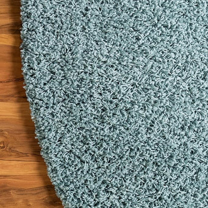 Unique Loom Solid Shag Collection Area Rug (5' 1" x 8' Oval, Light Slate Blue)
