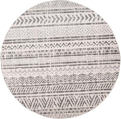 Rugshop Geometric Boho Area Rug for High Traffic Areas– Non-Shedding, Round Rug 6' 6" (6' 6" Diameter) Gray