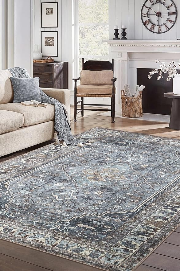Keen Home Design 3x5 Rug - Machine Washable Entry Rug with Non-Slip Backing, Ideal for Enteryway, Kitchen, Bathroom, Laundry Room - Vintage, Easy Clean, Durable, Low Pile Rug - (3' x 5')