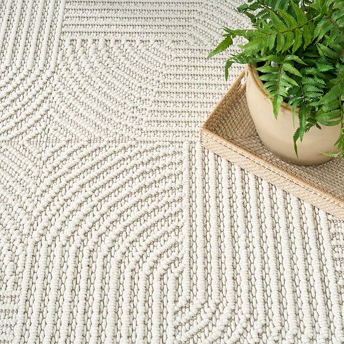 Nourison Home Textured Home Ivory 7'10" x 9'10" Area Rug - Easy Clean, Non Shedding, Bed Room, Living Room, Dining Room, Kitchen (8' x 10')