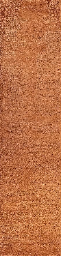 Eyely UES100M-214 Supersoft Haze Solid Low-Pile Indoor Runner Rug, Coastal, Bohemian, Minimalist, Classic, Casual for Bedroom,Kitchen,Living Room,Non Shedding,Easy-Washing, Orange, 2 X 14