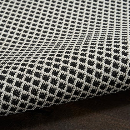 Nourison Home Courtyard Black White 5' x 7' Area Rug - Easy Clean, Non Shedding, Bed Room, Living Room, Dining Room, Kitchen (5' x 7')