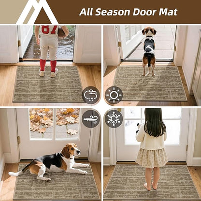 COSY HOMEER-Door-Mat Dirt Trapper Entryway Rugs 20"x32" Non Slip Washable Entrance Mats Absorbent Welcome Mat Low Profile Dog Door Mats for Front Back Doomats and Wet Shoes,Taupe