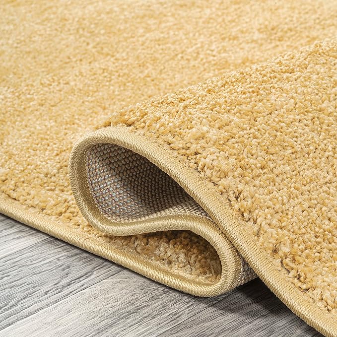Eyely UES100B-6 Supersoft Haze Solid Low-Pile Indoor Area Rug, Coastal, Bohemian, Minimalist, Classic, Casual for Bedroom,Kitchen,Living Room,Non Shedding,Easy-Washing, Yellow, 6 X 9