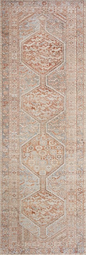 Loloi Chris Loves Julia Jules Collection JUL-04 Tangerine/Mist 2'-6'' x 12'-0'', .13" Pile Height, Runner Rug