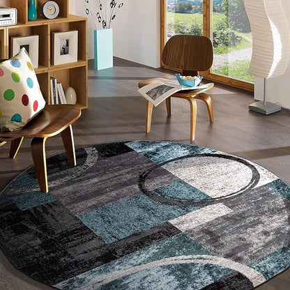 Rugshop Contemporary Abstract Circle Design Soft Round Area Rug 8' Gray