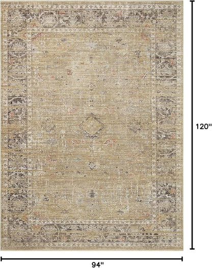 Loloi Magnolia Home by Joanna Gaines Millie Collection MIE-03 Gold/Charcoal 7'-10" x 10', .25" Pile Height, Area Rug