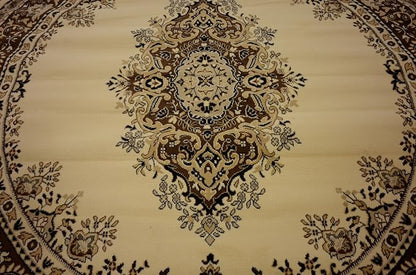 Unique Loom Reza Collection Traditional Persian Style Area Rug, 8' 0" x 8' 0", Ivory/Brown
