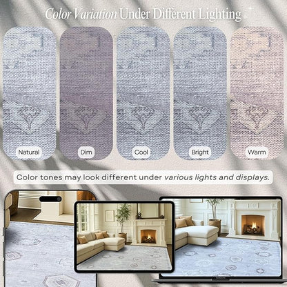 Fame Rugs Turkish Rug. Washable Vintage Oriental Antique Inspired Traditional Doormat Small Modern Area Rugs Luxury Entryway Entry Bedroom Bathroom Kitchen (393VG, 2'5 x 9'8)