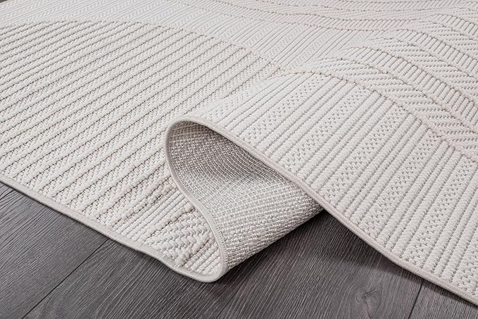 CAMILSON Micro Loop Rug 8x10 Modern Luxury Geometric Arch Area Rugs Soft High and Low Pile Stain Resistant Easy-Cleaning Non-Shedding for Living Room Indoor Carpet (8 x 10 / White)