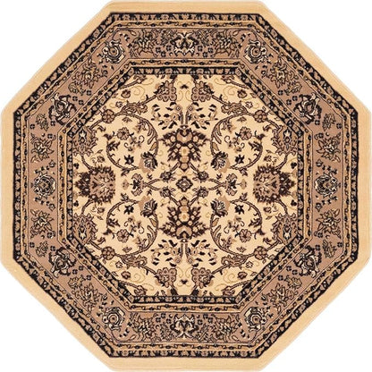 Unique Loom Sialk Hill Collection Area Rug - Washington (5' 3" Octagon Ivory/Black)