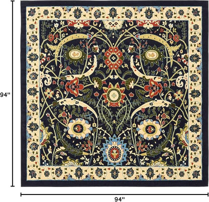 Unique Loom Espahan Collection Area Rug - Cape Cod (7' 10" Square, Navy Blue/ Black)