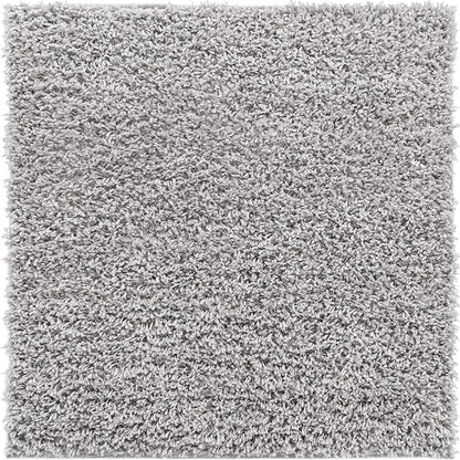 Unique Loom Davos Shag Collection Area Rug - Solid (3' 3" Square, Sterling)