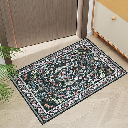 Entryway Rug 2x3 Rug Door Mat Indoor Entrance Washable Rug Small Non-Slip Low Pile Throw Rugs for Entryway, Kitchen, Front Door Indoor Entrance, Entry (Emerald Green)