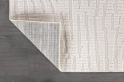 Modern Micro Loop Indoor Area Rugs for Living Room Bedroom Kitchen Geometric Pebble White 5x7 Luxury Durable Low and High Pile Non-Shedding Stain Resistant Soft Area Carpet 5 x 7