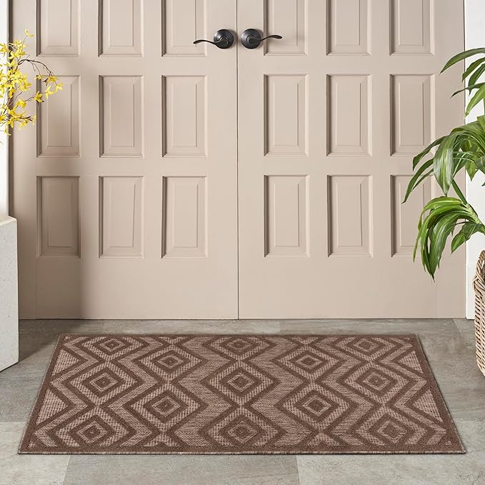 Nourison Home Versatile Brown 2' x 4' Area Rug - Easy Clean, Non Shedding, Bed Room, Living Room, Dining Room, Kitchen (2' x 4')