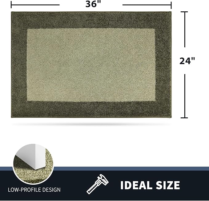 PURRUGS Dirt Trapping Door Mat 24" x 36", Non-Slip/Skid Machine Washable Entryway Rug, Shoes Scraper, Throw Rug, Super Absorbent Area Rug for Muddy Wet Shoes and Paws, Budding Green & Sage Green