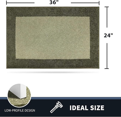 PURRUGS Dirt Trapping Door Mat 24" x 36", Non-Slip/Skid Machine Washable Entryway Rug, Shoes Scraper, Throw Rug, Super Absorbent Area Rug for Muddy Wet Shoes and Paws, Budding Green & Sage Green