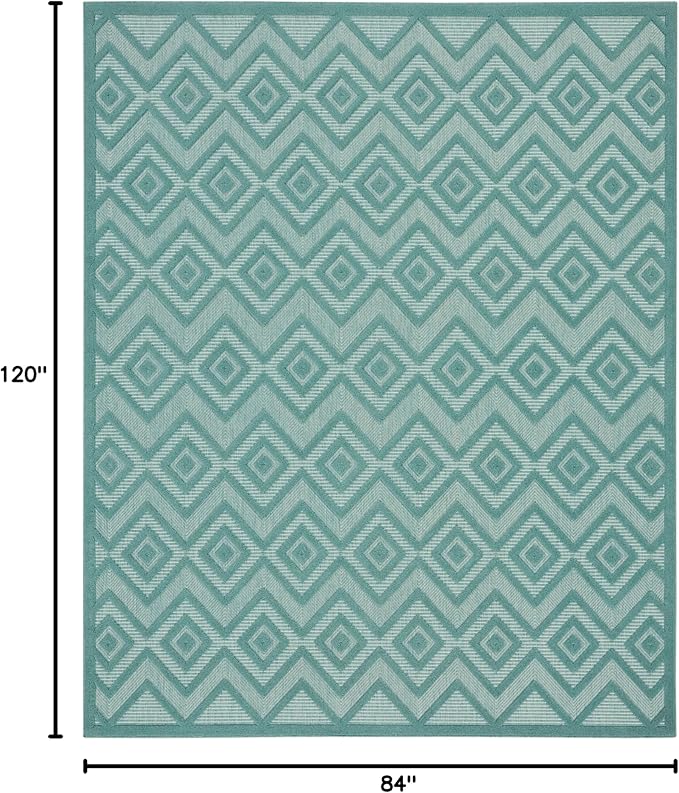 Nourison Home Versatile Aqua Teal 7' x 10' Area Rug - Easy Clean, Non Shedding, Bed Room, Living Room, Dining Room, Kitchen (7' x 10')