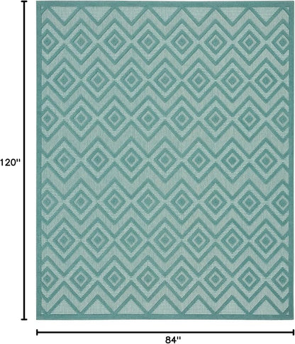 Nourison Home Versatile Aqua Teal 7' x 10' Area Rug - Easy Clean, Non Shedding, Bed Room, Living Room, Dining Room, Kitchen (7' x 10')