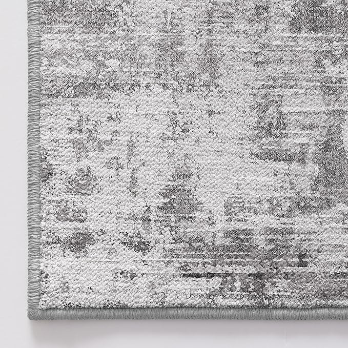 LUMI 4x6 Washable Area Rug for Living Room, Ultra Soft Modern Neutral Grey Rugs Non Slip with Rubber Backing, Low Profile, High Traffic, Stain Resistant Carpets, Ideal for Bedroom, Dining Room