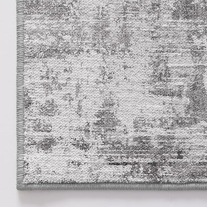 LUMI 5x8 Washable Area Rug for Living Room, Ultra Soft Modern Neutral Grey Rugs Non Slip with Rubber Backing, Low Profile, High Traffic, Stain Resistant Carpets, Ideal for Bedroom, Dining Room