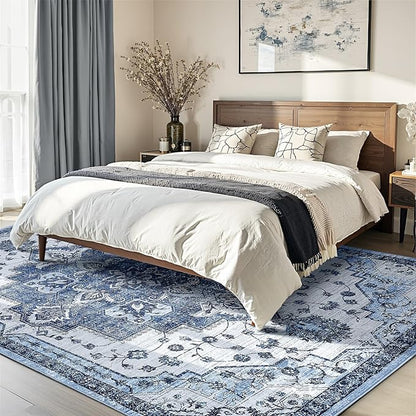 8x10 Area Rugs,Boho Vintage Oriental Washable Rugs,Collapsible Area Rug for Bedroom, Entryway, Kitchen, Bathroom