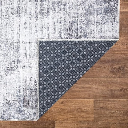 Bloom Rugs Washable Non-Slip 10x14 Rug - Gray/Charcoal/Blue Modern Abstract Area Rug for Living Room, Bedroom, Dining Room, and Kitchen - Exact Size: 10' x 14'