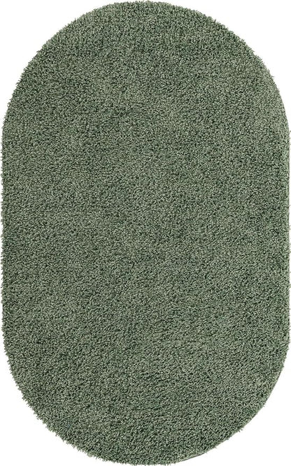 Unique Loom Davos Shag Collection Area Rug - Solid (3' 3" x 5' 3" Oval, Sage)