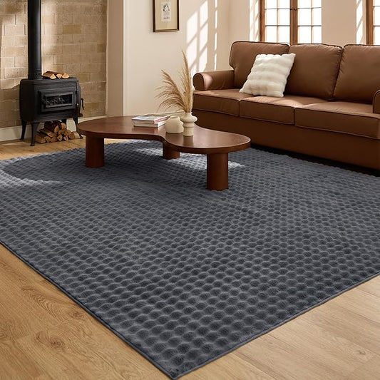 Bedsure 5x7 Fluffy Area Rugs for Living Room, Machine Washable Rugs, Non-Slip Backing, Non-Shedding, Pet Friendly Throw Rug for Bedroom Dining Room, Grey