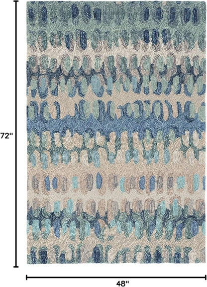 Dash and Albert Paint Chip Wool Area Rug - 4' x 6' Blue Graphic Hand Micro Hooked Accent Rug - Durable, High Traffic Areas Hallway, Living Room, Stairs